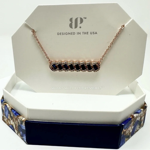 Bomb Party September 2024 A Statement Piece Blue Sapphire Necklace NWT RBP8168 - Picture 1 of 4